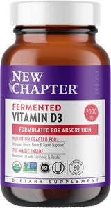 New Chapter Vitamin D3, Fermented Vitamin D3 2,000 IU, Organic, ONE Daily + Whole-Food Herbs, Adaptogenic Reishi Mushroom for Immune Support, Bone & Heart Health, 100% Vegetarian, Gluten-Free-60 count