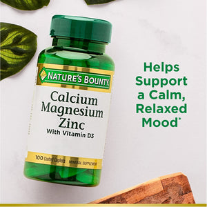 Calcium Magnesium & Zinc by Nature's Bounty, Immune Support and Supporting Bone Health, 100 Caplets