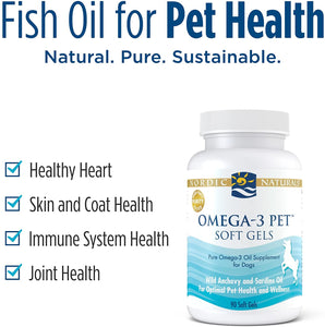 Nordic Naturals Omega-3 Pet, Unflavored - 330 mg Omega-3 Per Soft Gel - Fish Oil for Dogs with EPA & DHA - Promotes Heart, Skin, Coat, Joint, & Immune Health