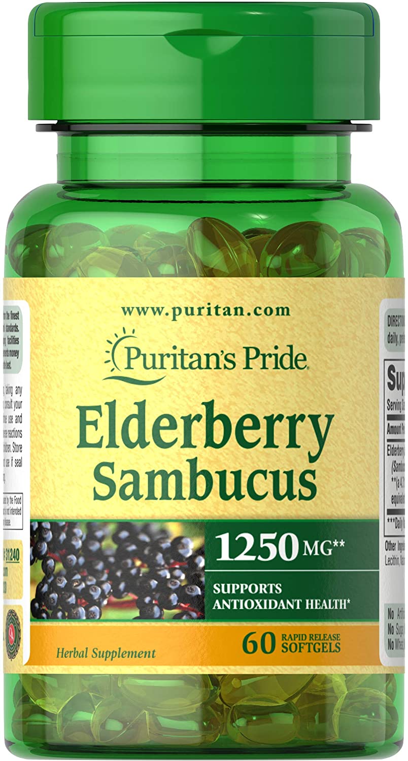 Elderberry Sambucus 1250mg, Supports antioxidant Health, 60ct by Puritan's Pride
