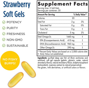 Nordic Naturals DHA Xtra, Strawberry - 60 Soft Gels - 1660 mg Omega-3 - High-Intensity DHA Formula for Brain & Nervous System Support - Non-GMO - 30 Servings