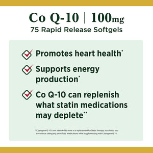 CoQ10 by Nature's Bounty, Dietary Supplement, Supports Heart Health, 100mg, 75 Softgels