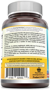 Amazing Omega Norwegian Fish Oil 1250mg 120 Softgels - Supports Anti-inflammatory, Heart, Joint & Brain Health (Lemon Flavor)