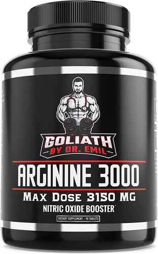 Dr. Emil - L Arginine (3150mg) Highest Capsule Dose - Nitric Oxide Supplement for Muscle Growth, Vascularity, Endurance and Heart Health (AAKG and HCL) - 90 Tablets