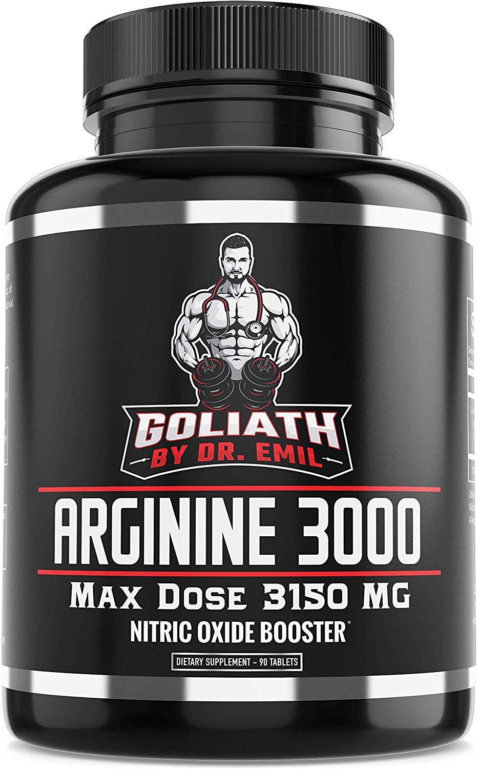 Dr. Emil - L Arginine (3150mg) Highest Capsule Dose - Nitric Oxide Supplement for Muscle Growth, Vascularity, Endurance and Heart Health (AAKG and HCL) - 90 Tablets