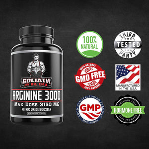 Dr. Emil - L Arginine (3150mg) Highest Capsule Dose - Nitric Oxide Supplement for Muscle Growth, Vascularity, Endurance and Heart Health (AAKG and HCL) - 90 Tablets