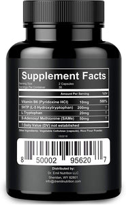 200 MG 5-HTP Plus Serotonin Synthesizers and Cofactor B6 for Improved Serotonin Conversion - Enhanced 5HTP Supplement for Serotonin Boost, Mood and Sleep Support